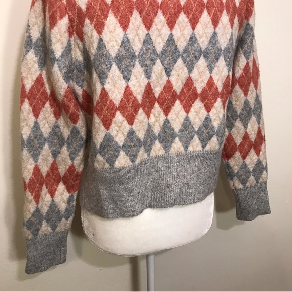 Lush Argyle Thick Knit Sweater Cardigan Size Small - Picture 8 of 10